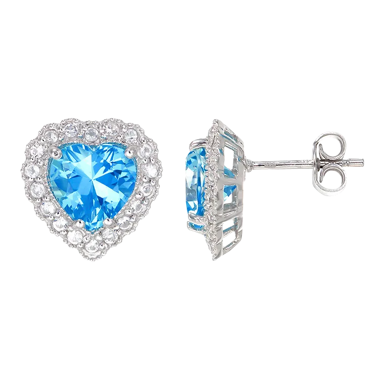 Sparkling Heart Passion Topaz Earrings with Halo