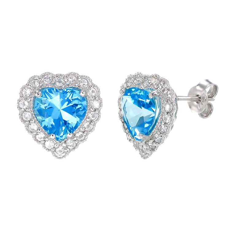 Sparkling Heart Passion Topaz Earrings with Halo