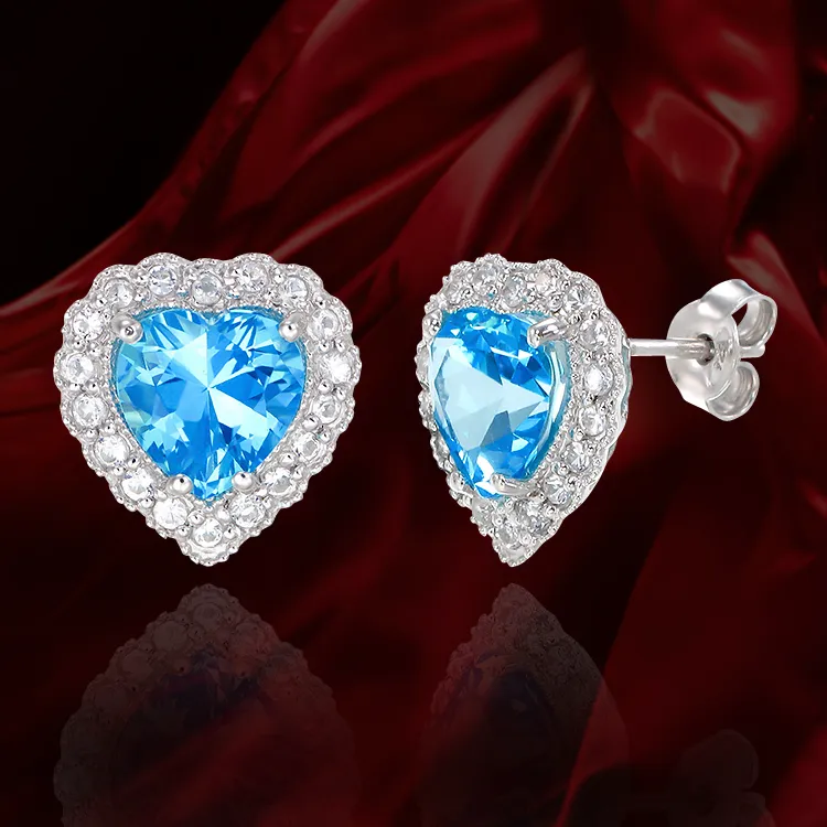 Sparkling Heart Passion Topaz Earrings with Halo