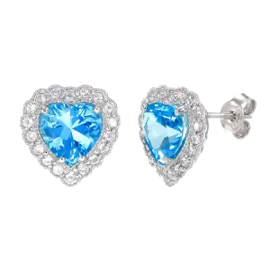 Sparkling Heart Passion Topaz Earrings with Halo