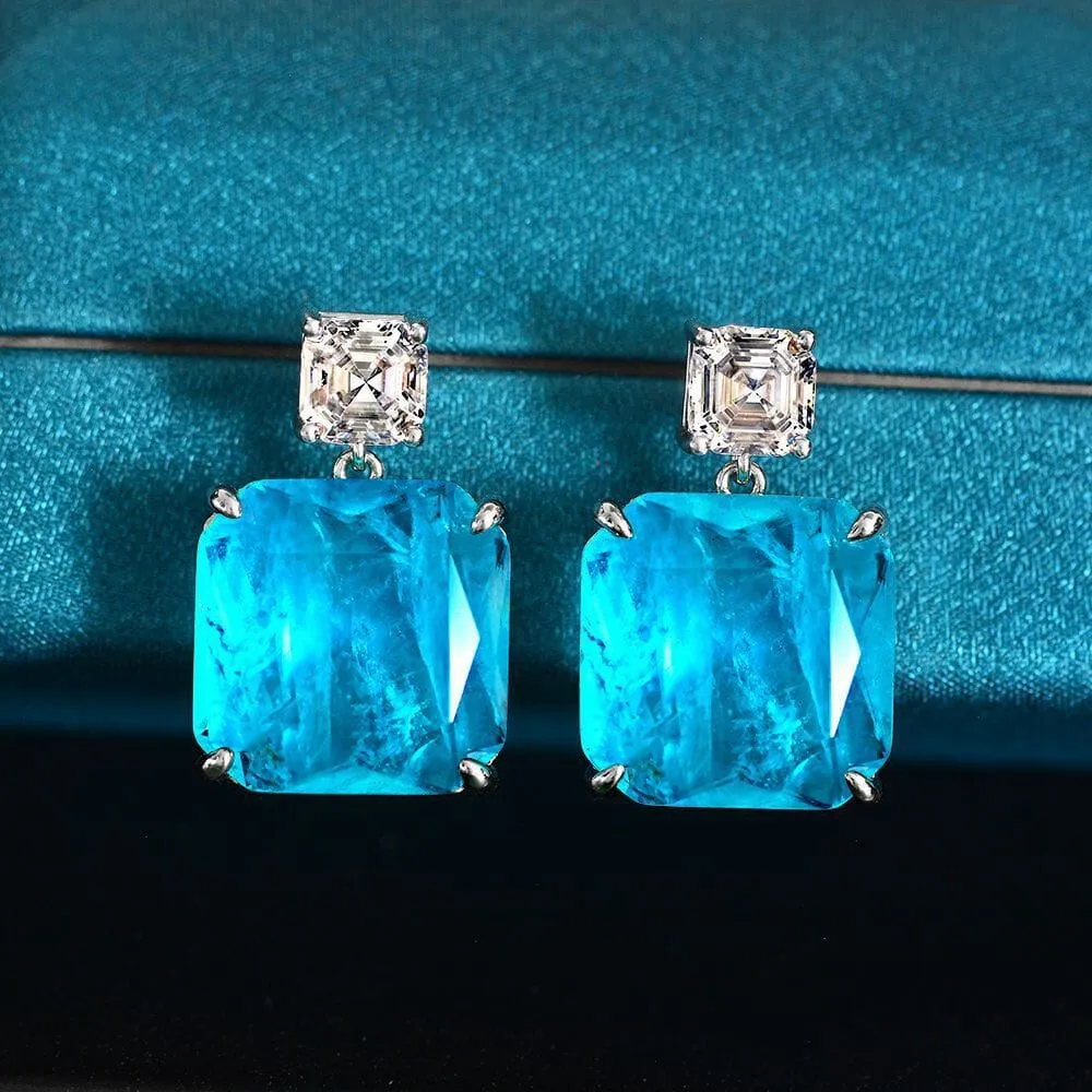 Sparkling Paraiba Tourmaline Gemstone Drop Earrings