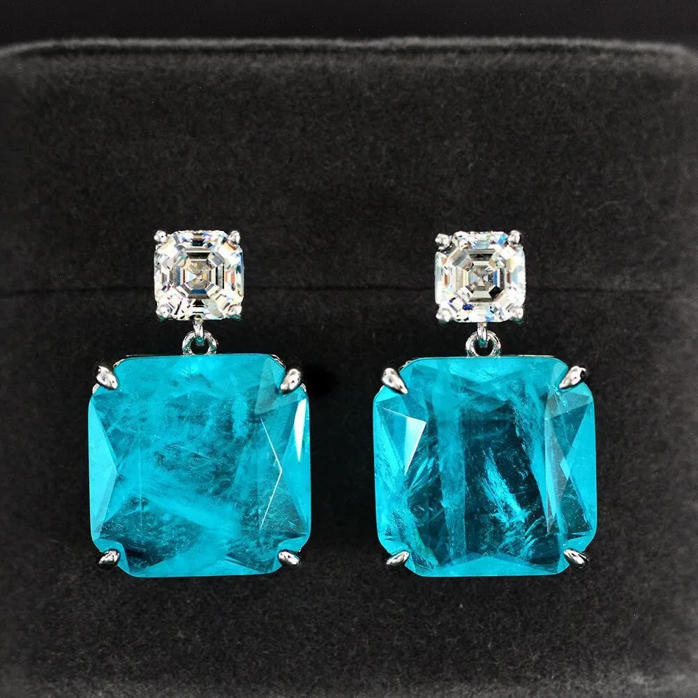 Sparkling Paraiba Tourmaline Gemstone Drop Earrings