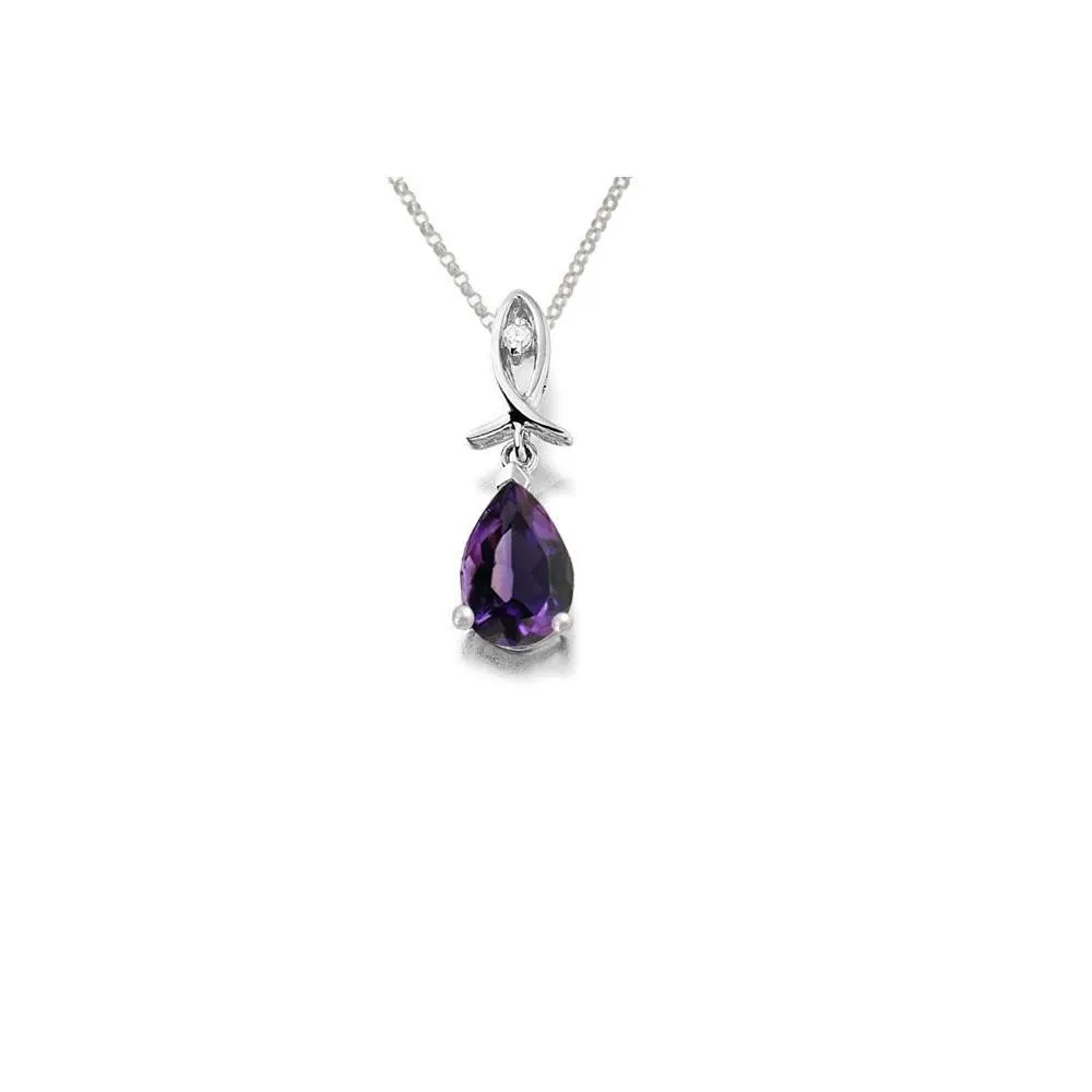 Sterling Silver Amethyst Rain Drop Necklace