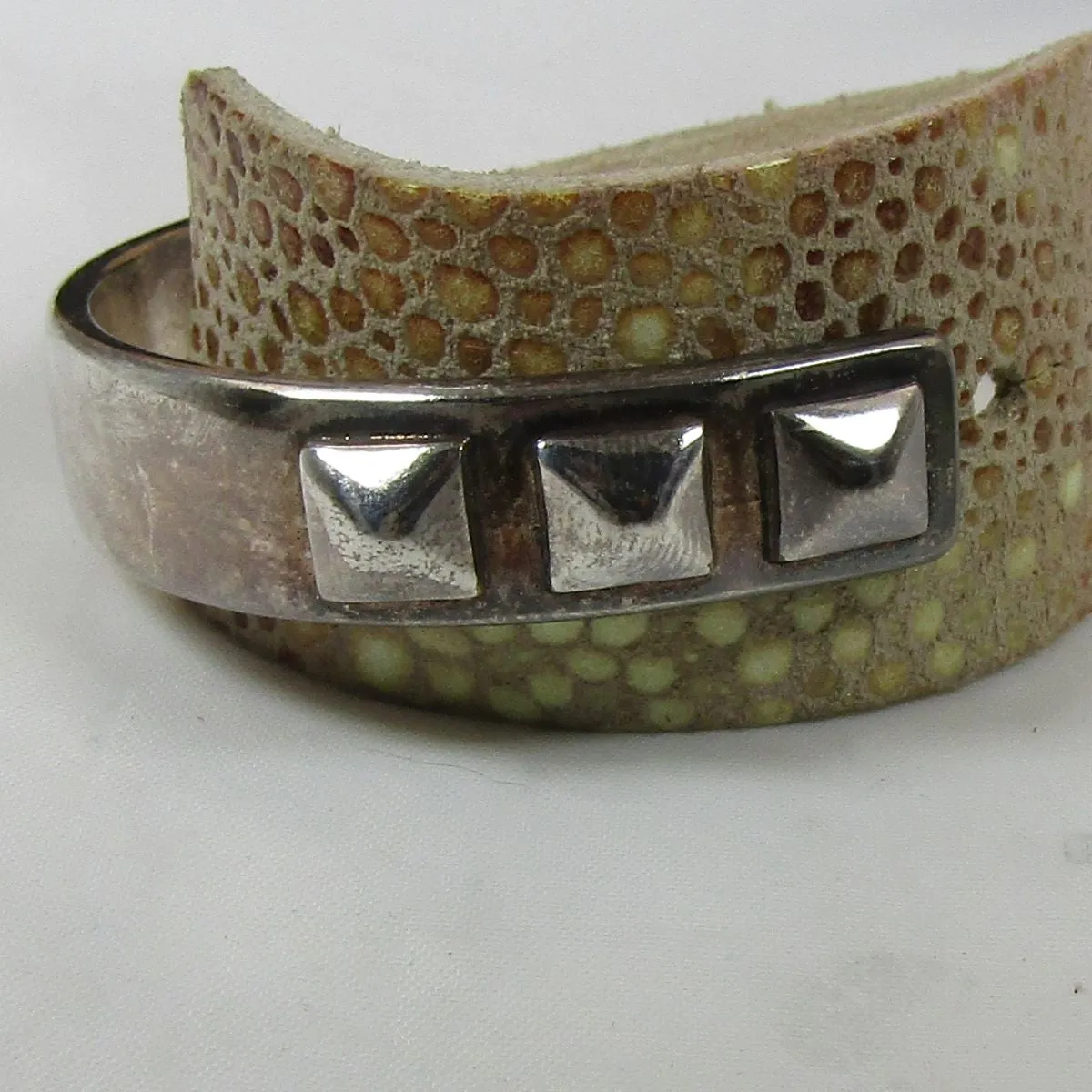 Stingray Leather Cuff Bracelets Silver Accent