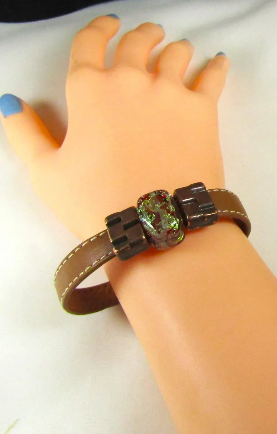 Tan Goat Leather and Copper Bracelet