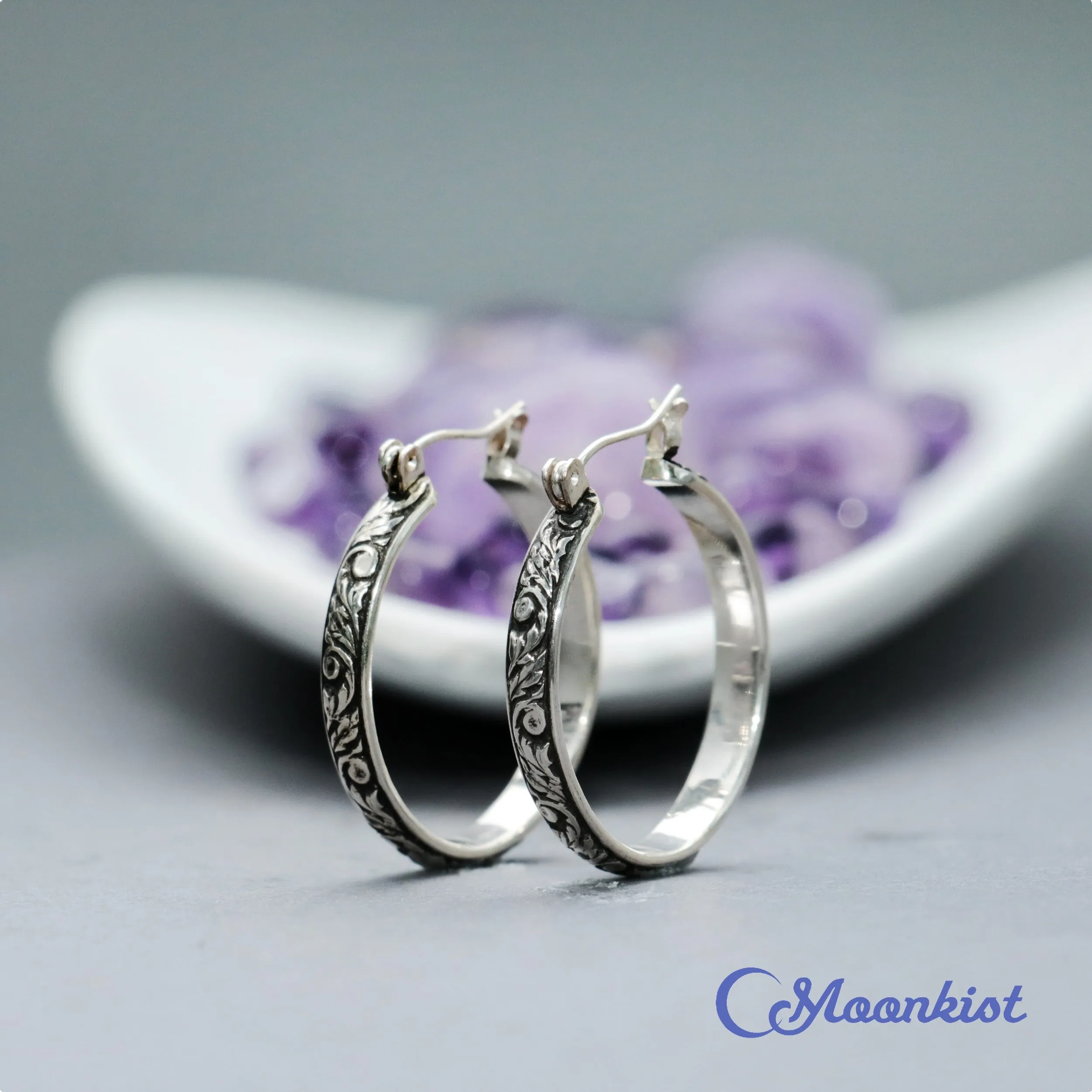 Tendril and Vine Sterling Silver Hoop Earrings | Moonkist Designs