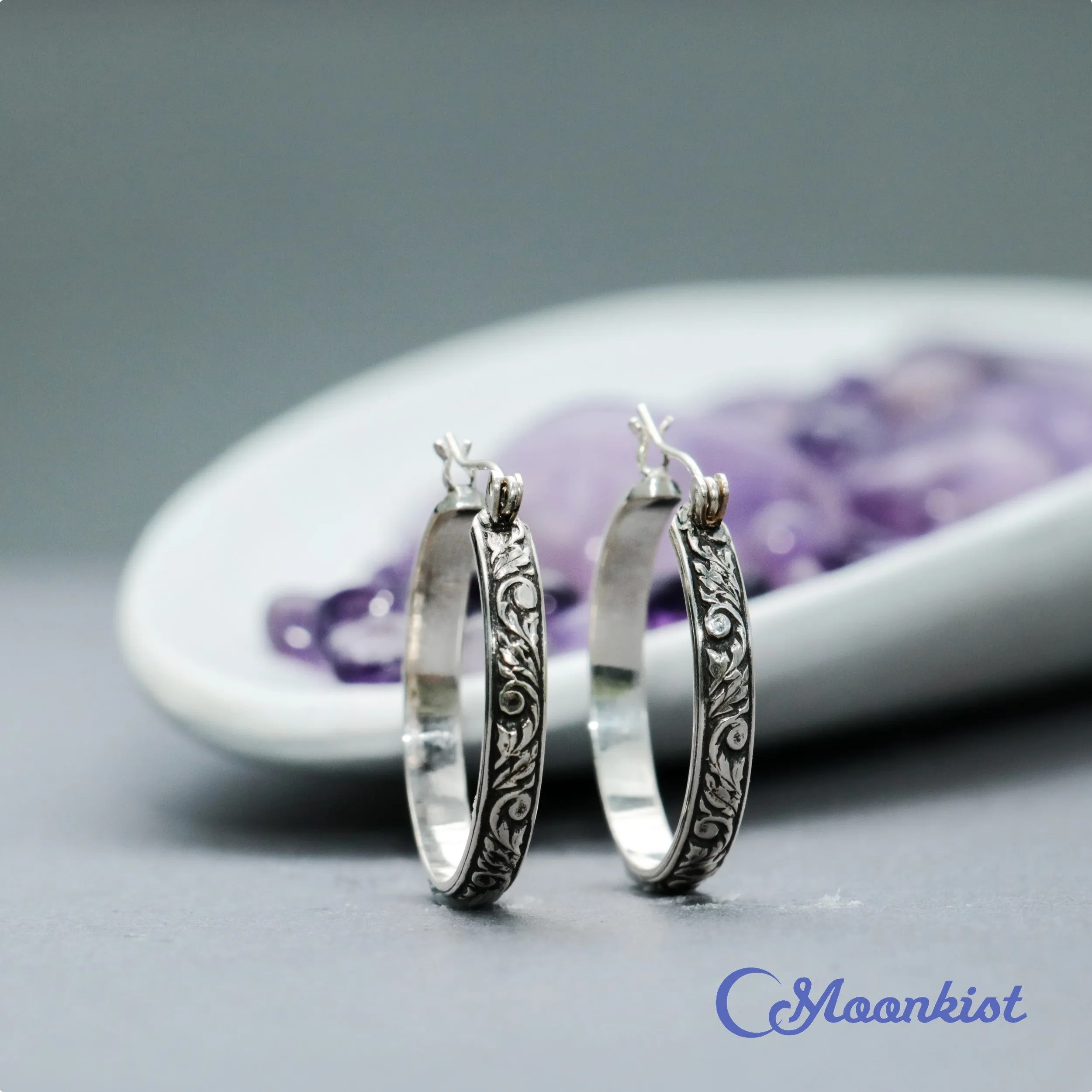 Tendril and Vine Sterling Silver Hoop Earrings | Moonkist Designs