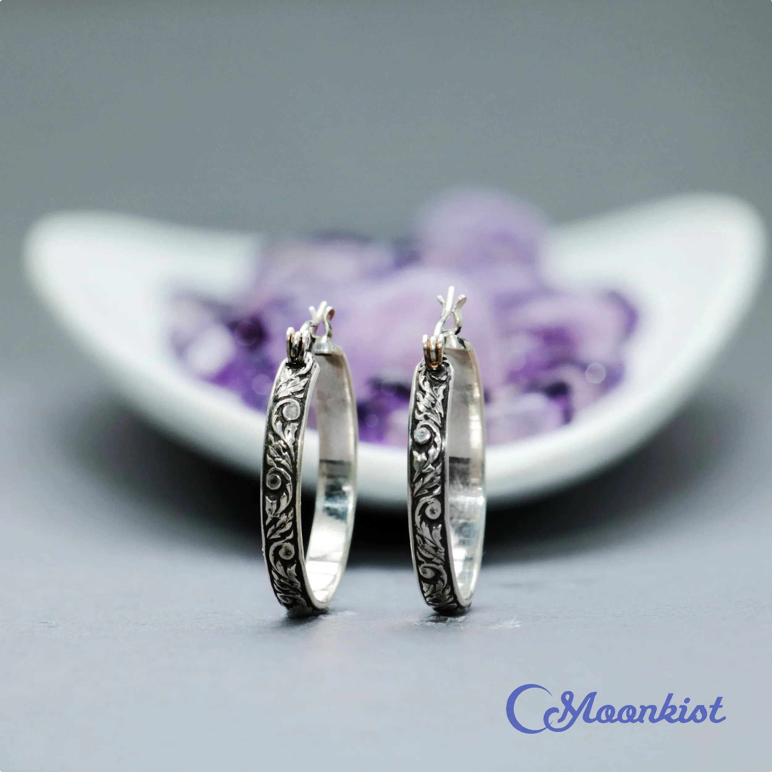 Tendril and Vine Sterling Silver Hoop Earrings | Moonkist Designs