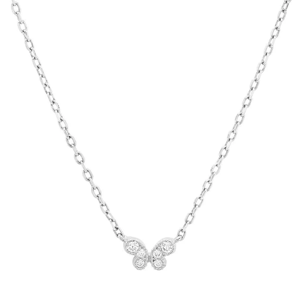 TINY BUTTERFLY NECKLACE, SILVER