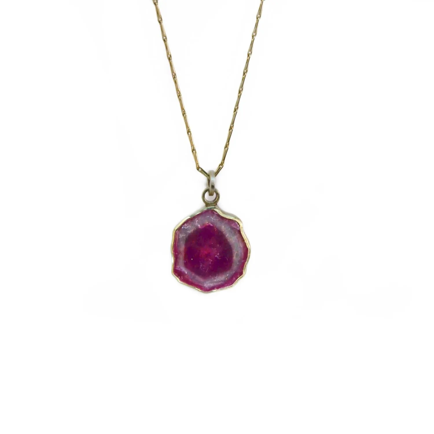 Tourmaline Rubellite Slice Necklace