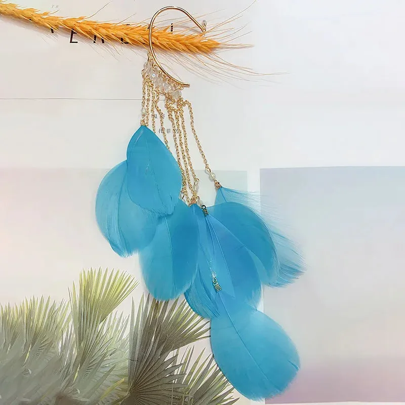 Trendy 1Pc Boho Long Feather Dangle Earrings