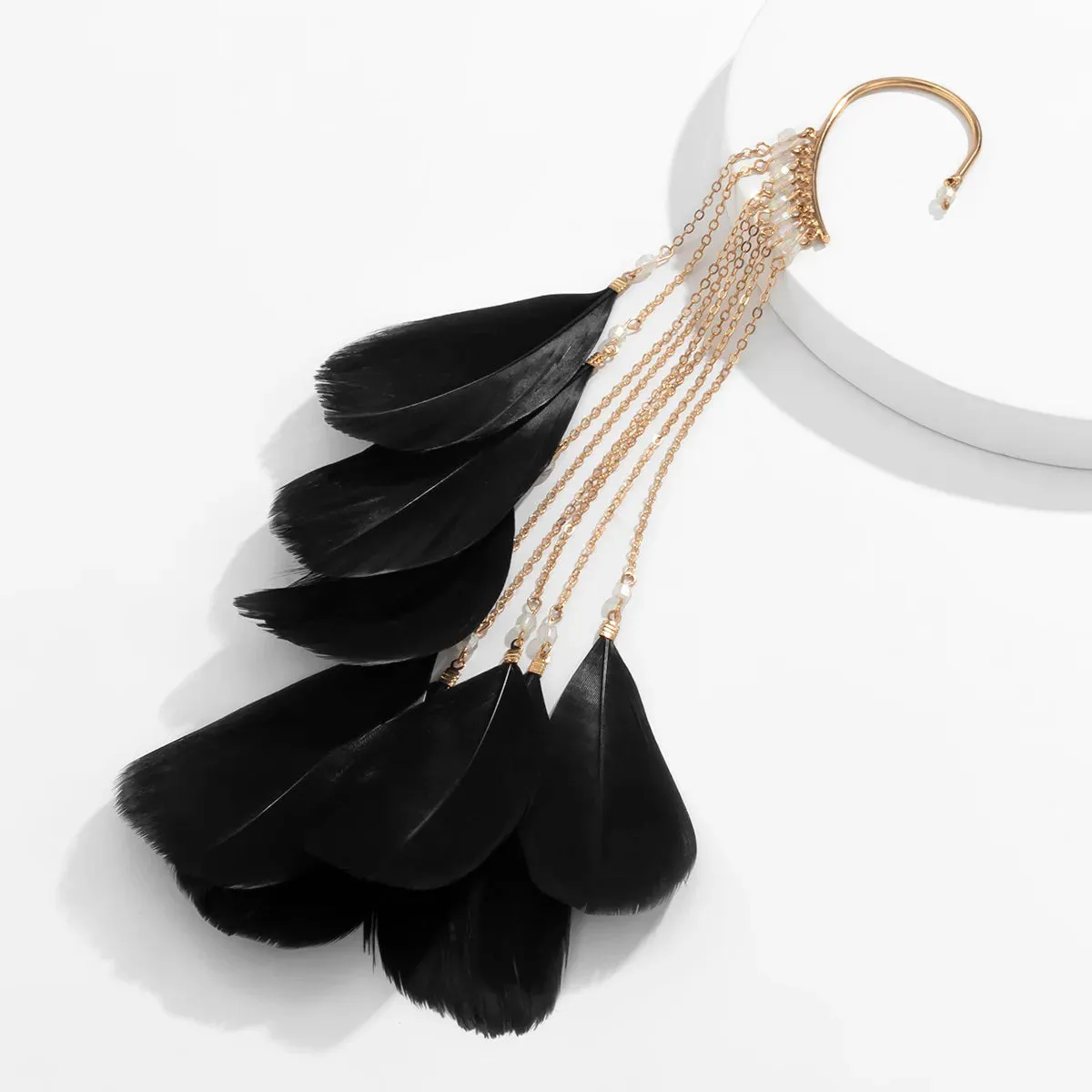 Trendy 1Pc Boho Long Feather Dangle Earrings