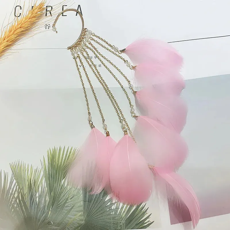 Trendy 1Pc Boho Long Feather Dangle Earrings