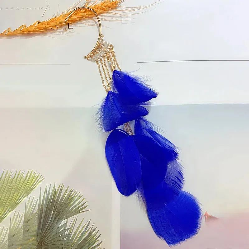 Trendy 1Pc Boho Long Feather Dangle Earrings