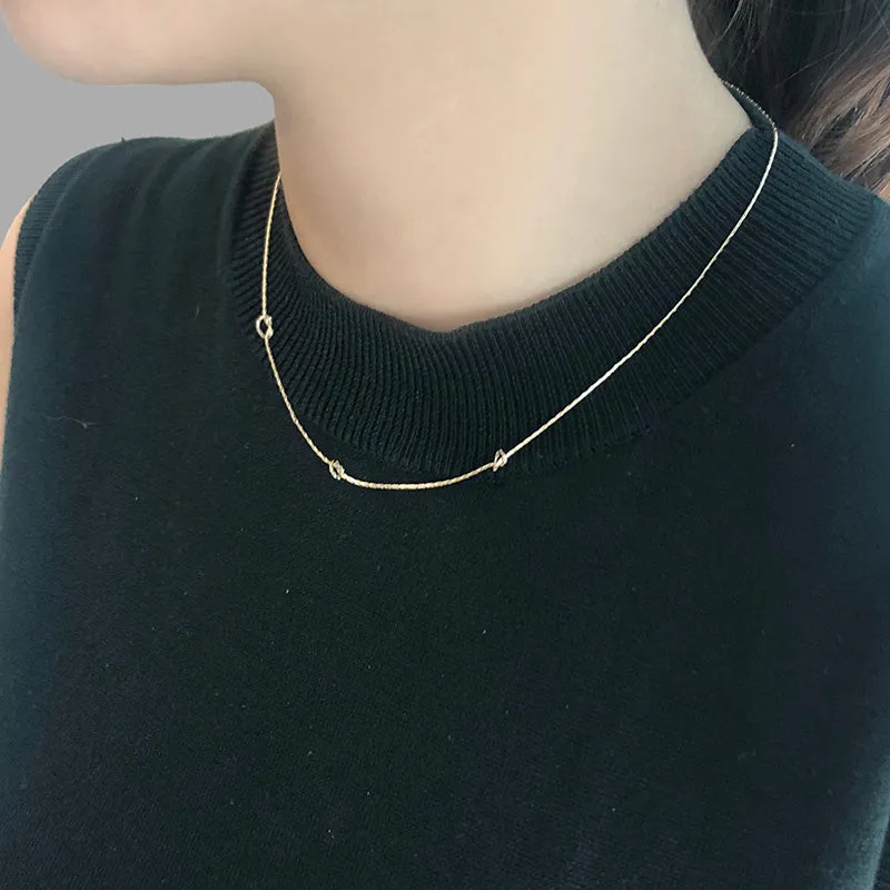 Triple knots Gold Short Necklace