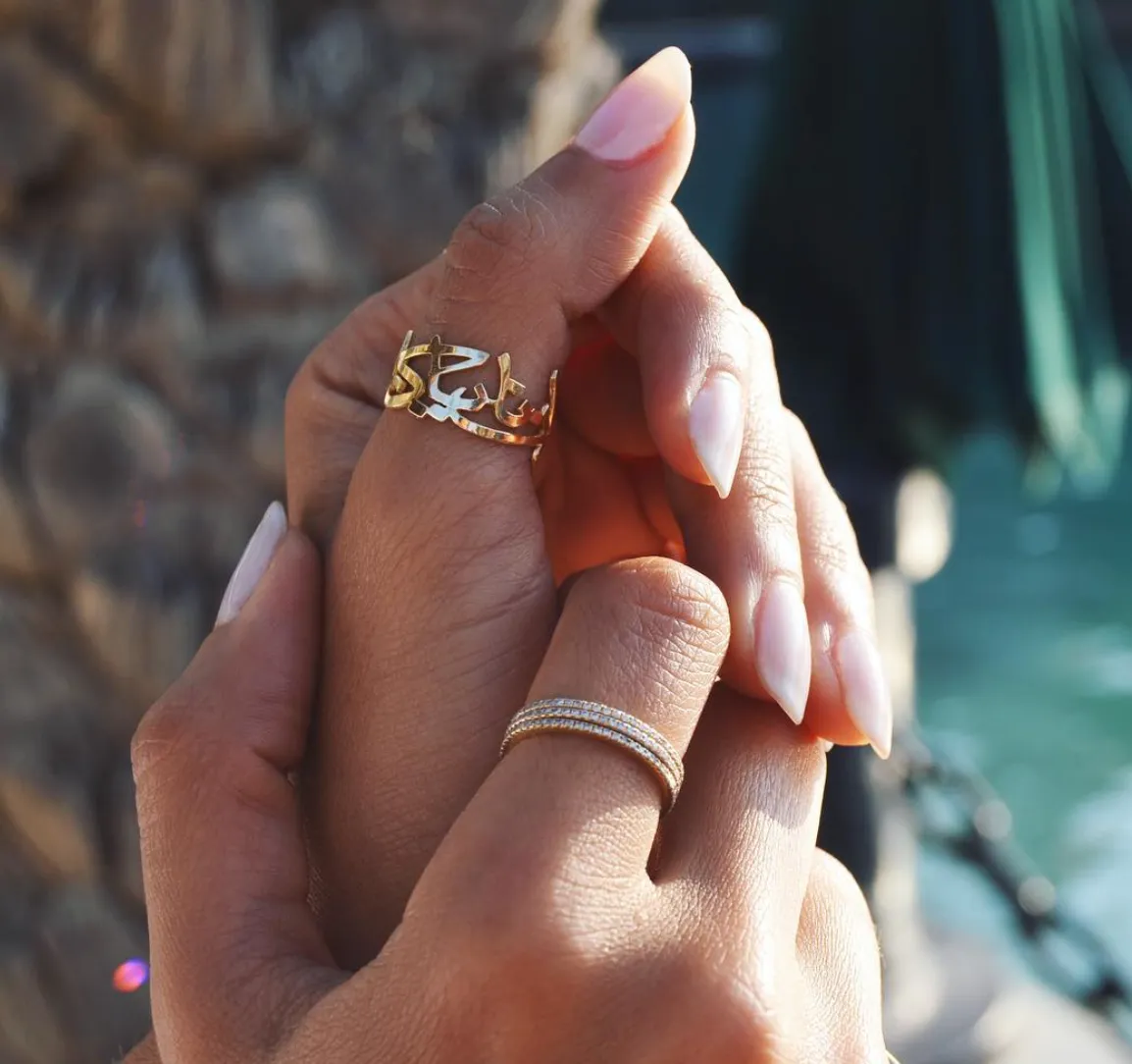 Two Name Calligraphy Ring