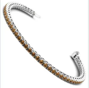 Unique 5.25CT Round Cut Chocolate Natural Diamond Tennis Bracelet in 14KT White Gold