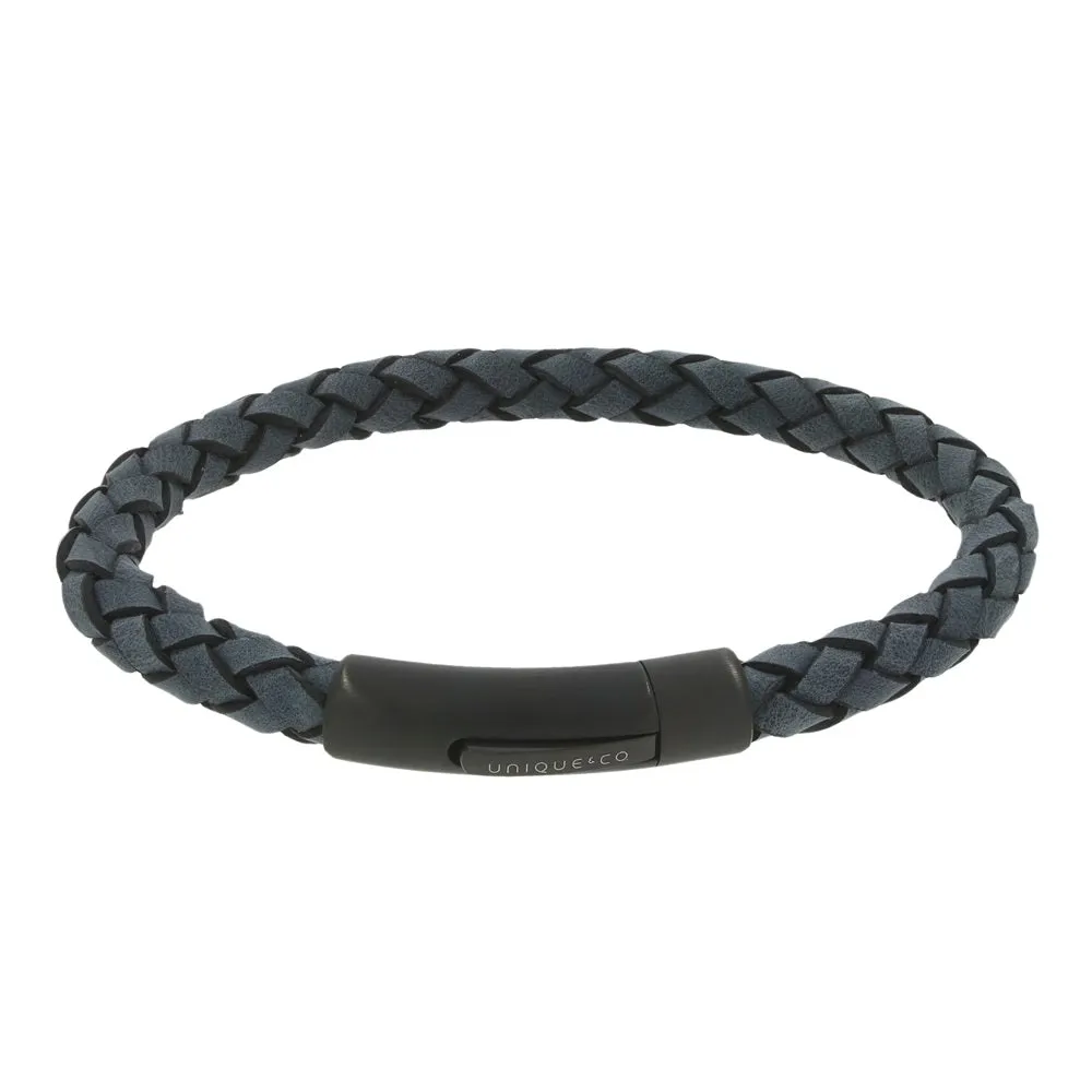 Unique & Co Blue Leather Mens Bracelet B512AB-21