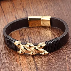 Unique Buckle Unisex Leather Bracelet