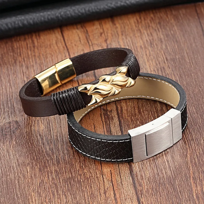 Unique Buckle Unisex Leather Bracelet