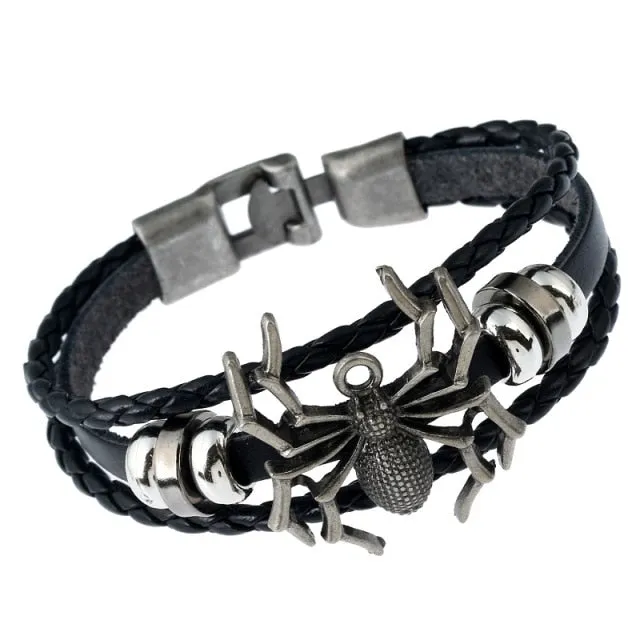 Unique Spider Lace-up Leather Bracelet