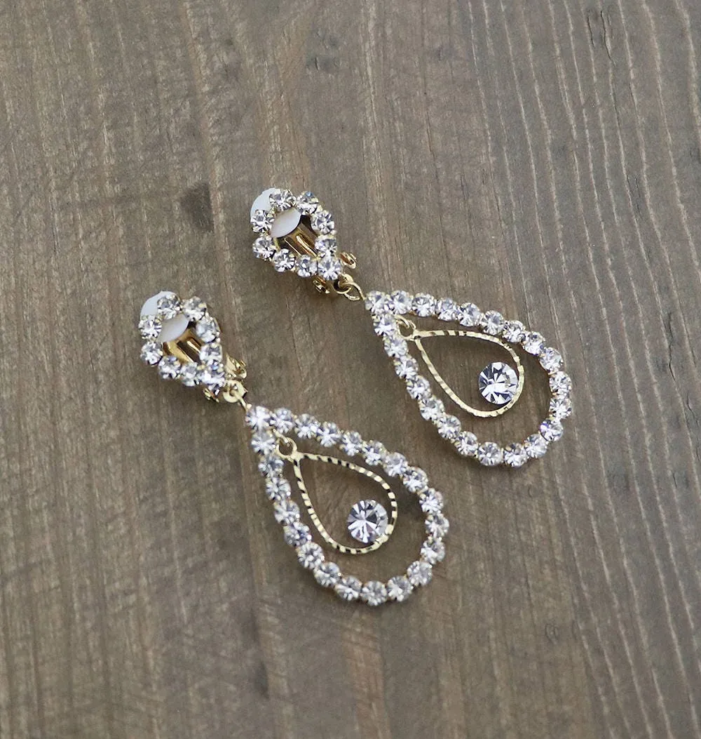 Virginia Clip on Crystal Earrings