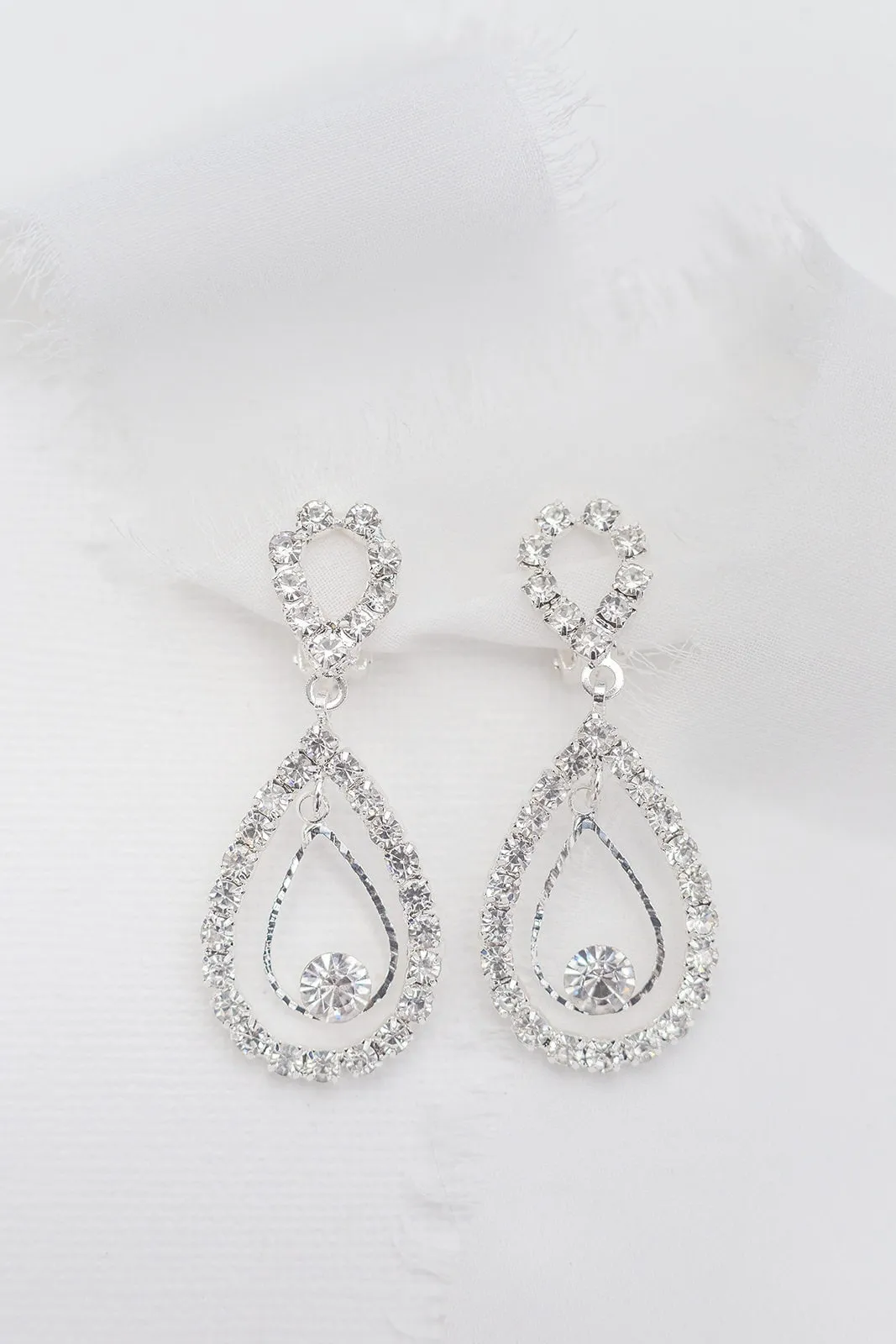 Virginia Clip on Crystal Earrings