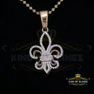 Yellow 925 Sterling Silver Fleur de Lis Pendant with 0.93ct Cubic Zirconia Stone