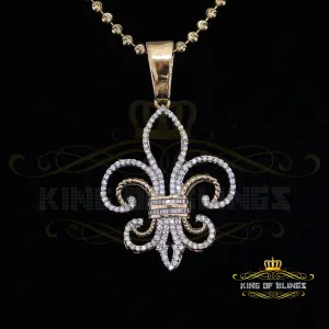 Yellow 925 Sterling Silver Fleur de Lis Pendant with 3.20ct Cubic Zirconia Stone